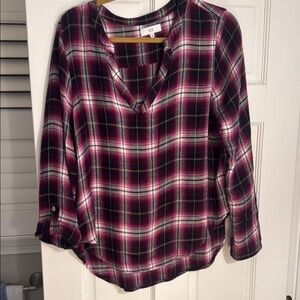 H&M Women's Plaid Top - Black and Pink